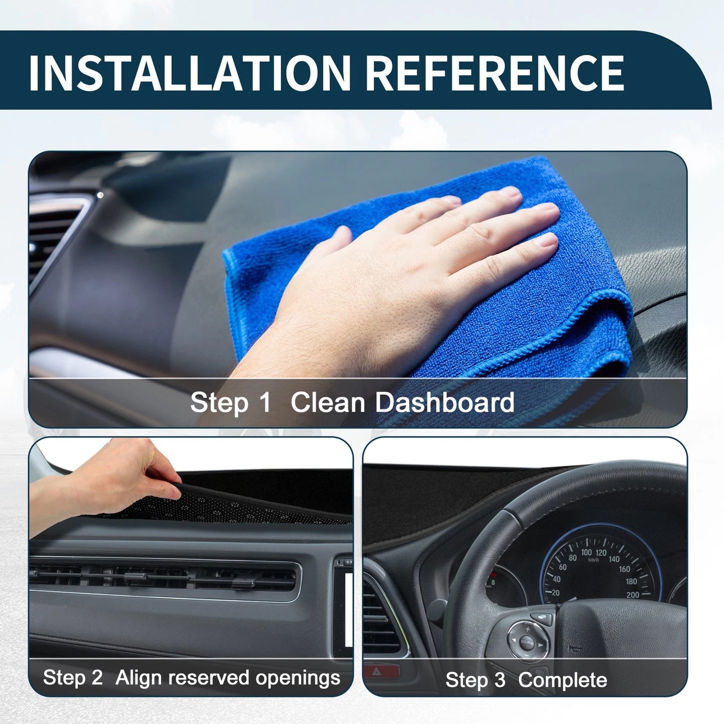 Dashboard Cover Mat for Honda Civic FL5 (2022-2024) Sun Protector Black