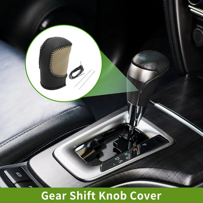 Car Gear Shift Knob Cover 1 Pc for Honda Civic (2022-2024) Black Beige Faux Leather