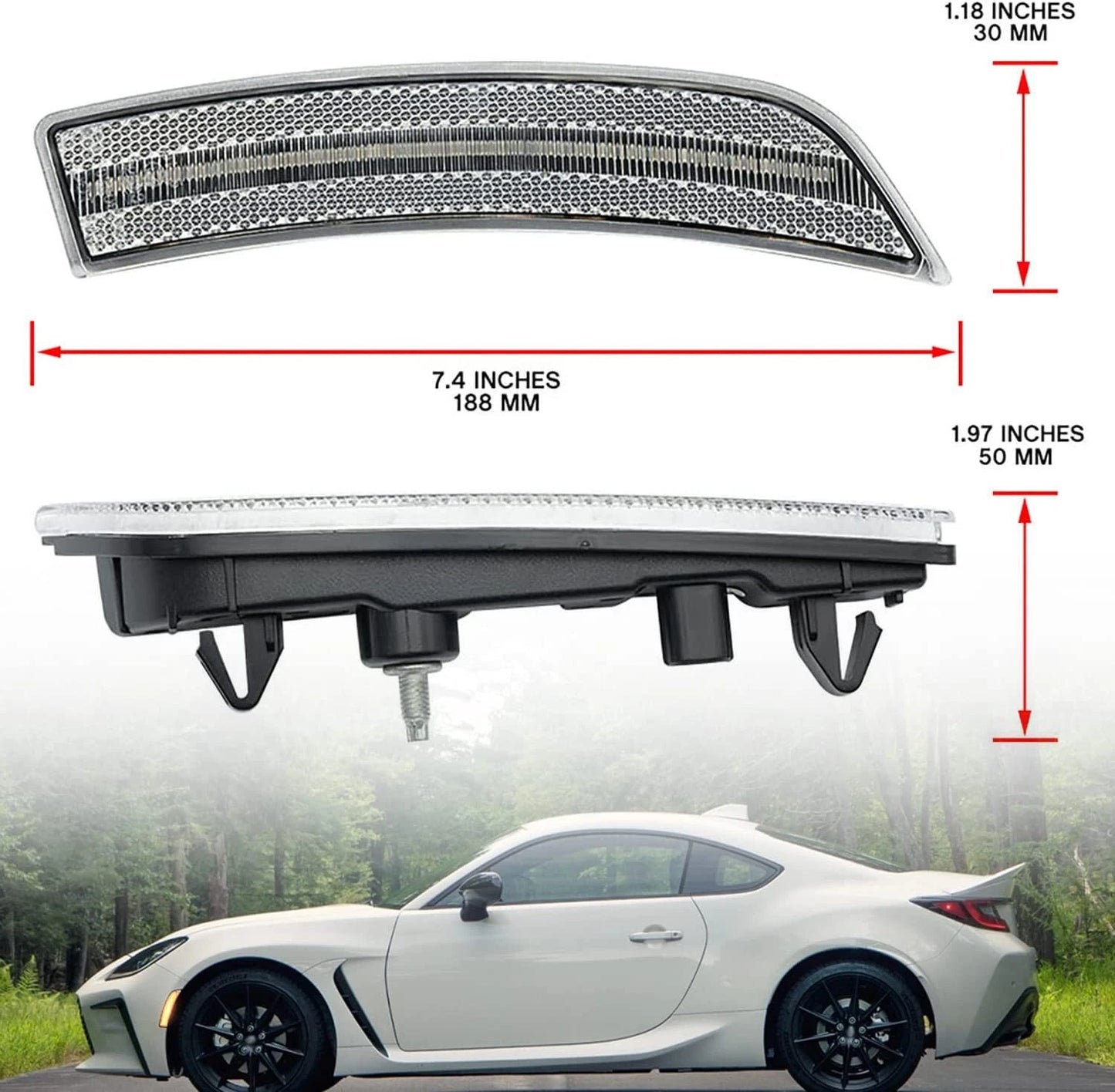 LED Side Marker Light Clear Lens for Toyota GR86 Subaru BRZ (2022–2024)