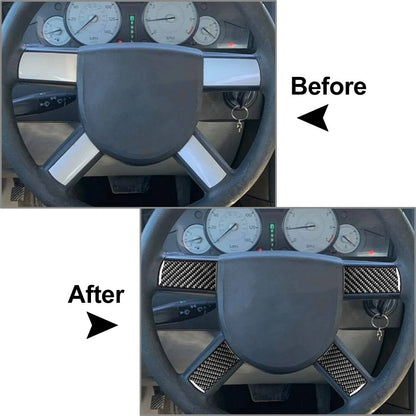 4pcs Carbon Fiber Steering Wheel Cover for Chrysler 300 300C (2005-2010)