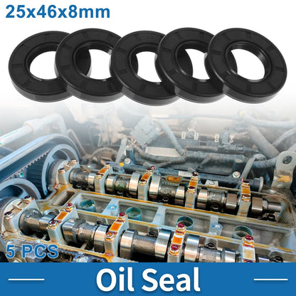 Oil Seal 25x46x8mm Seal Ring Rotary Shaft Nitrile Rubber 5 Pcs for MakeModel