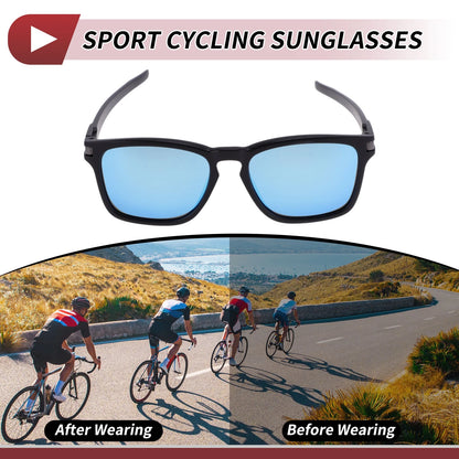 Motorcycle Riding Goggles Blue Lens Black Frame PC Cycling Sunglasses UV400