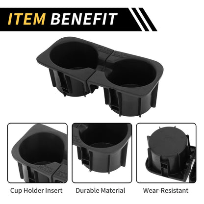 Center Console Cup Holder Insert Set for Toyota Tacoma (2010-2015) Black