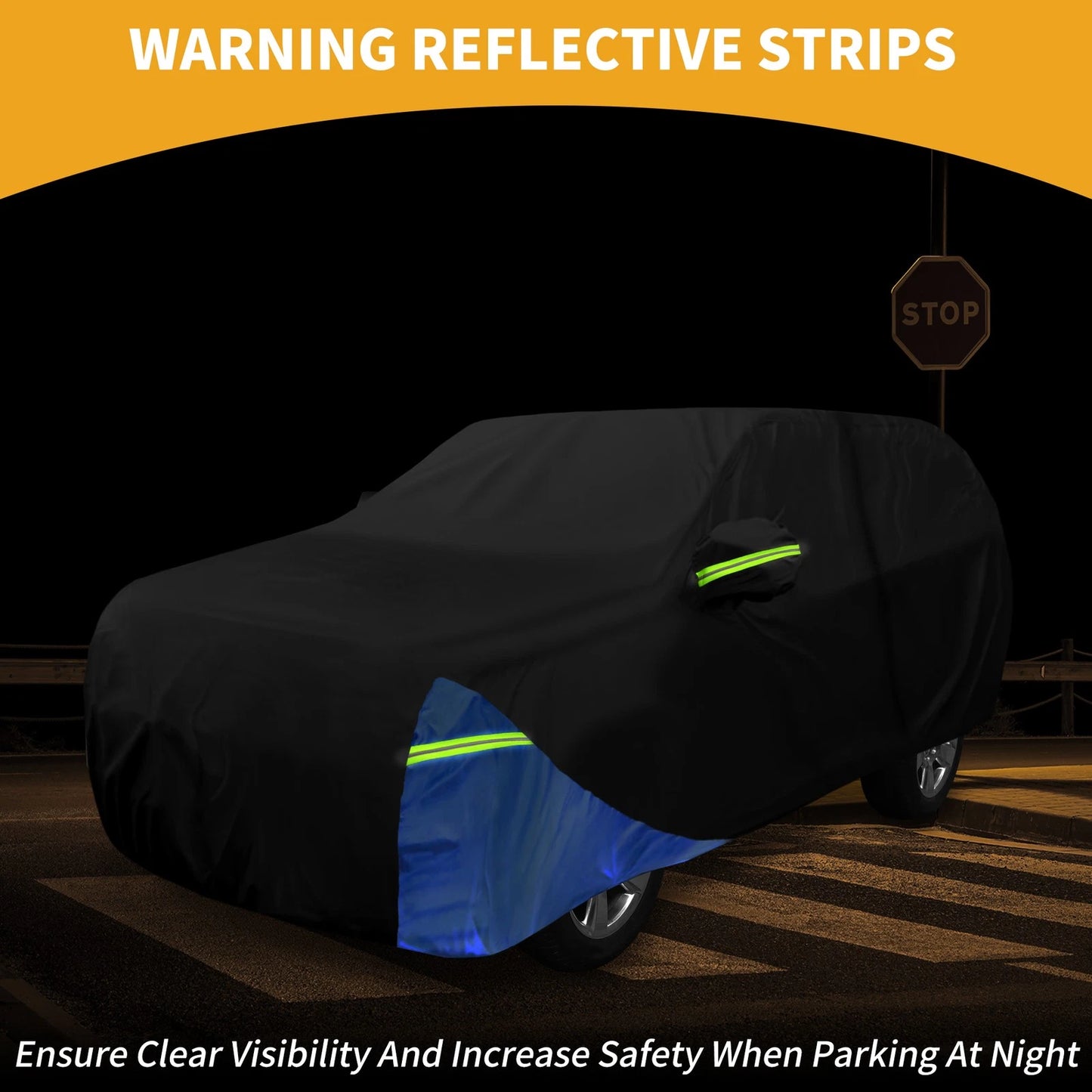 Waterproof Car Cover with Zipper for Chevrolet Tahoe Oxford Cloth Black/Blue