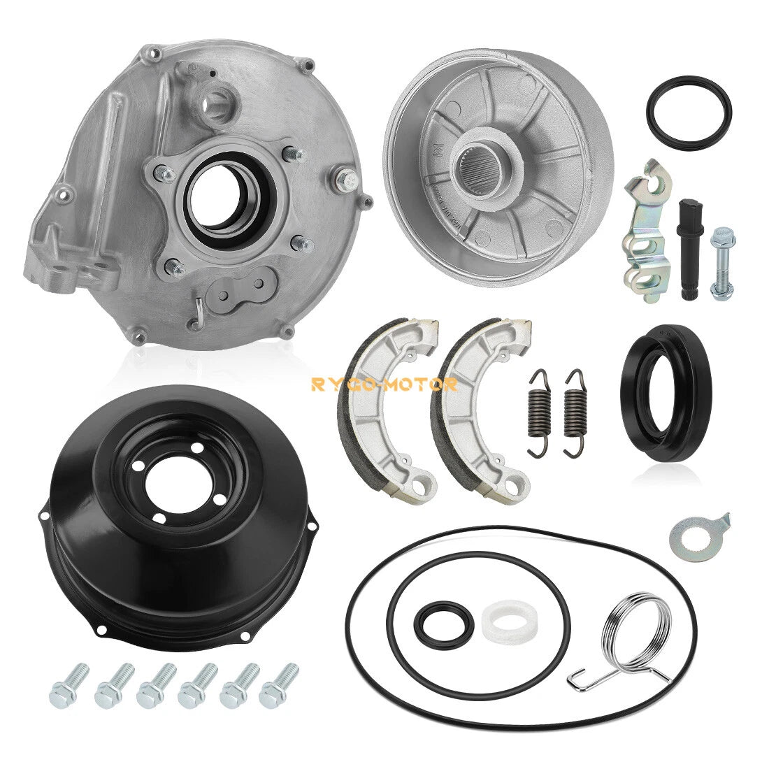 Rear Brake Drum Hub Plate Cover Shoes Bearing Seals Assy for Honda Rancher 420