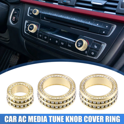 AC Media Tune Knob Cover Ring for BMW 3 Series F30 (2012-2019) - 3 x Gold Tone