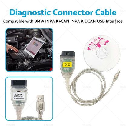Diagnostic Connector Cable for BMW INPA K+CAN DCAN USB Interface
