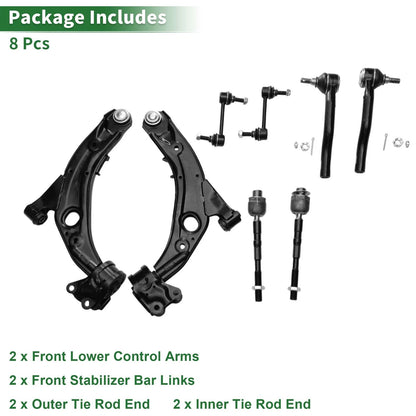 8 Pcs Front Lower Control Arms for Ford Edge (2007-2014)