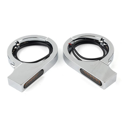 Chrome LED Fork Indicator Turn Signal Light for Harley Touring Motorcycles