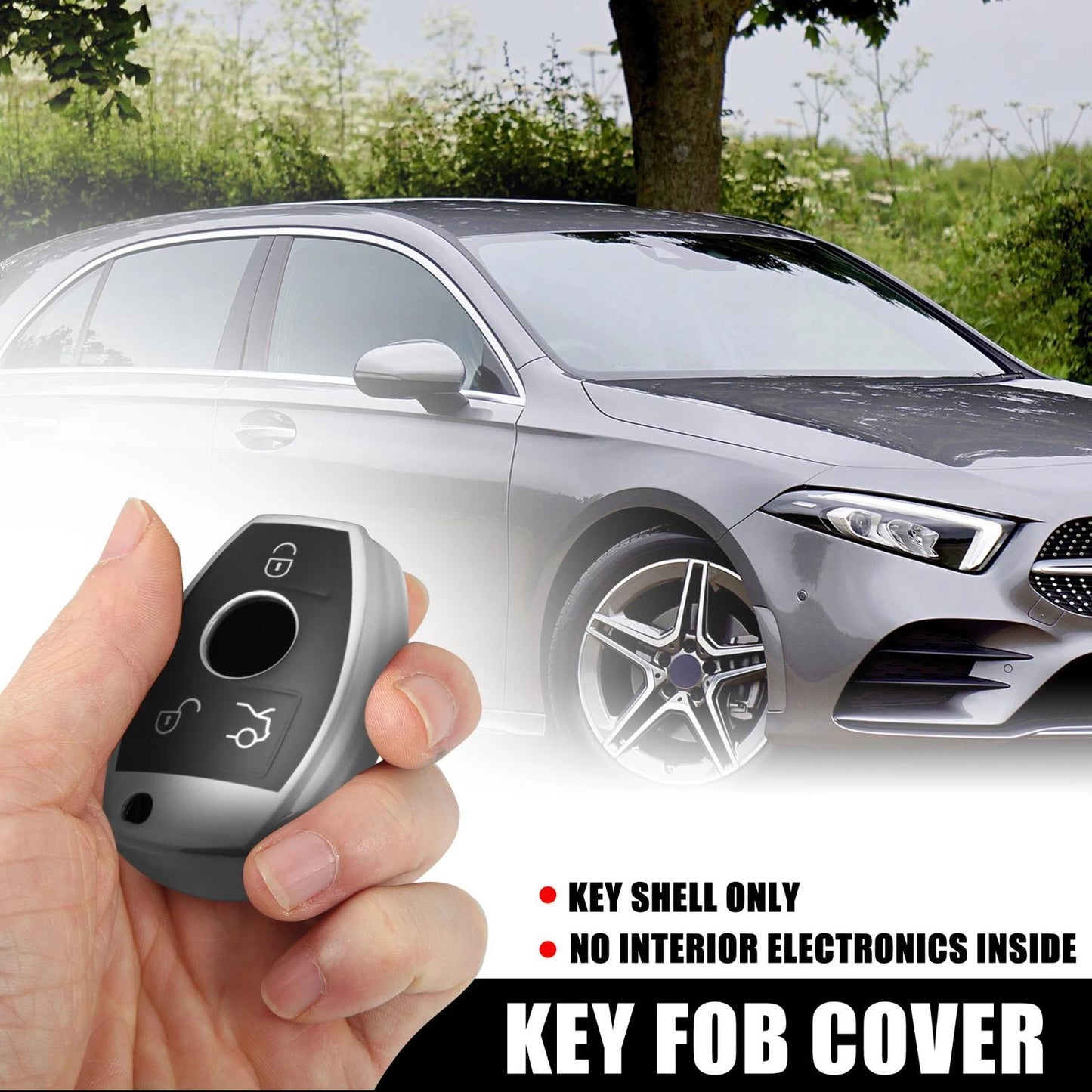 Car Key Fob Cover Remote Case Silver for Mercedes Benz C E S M CLS G
