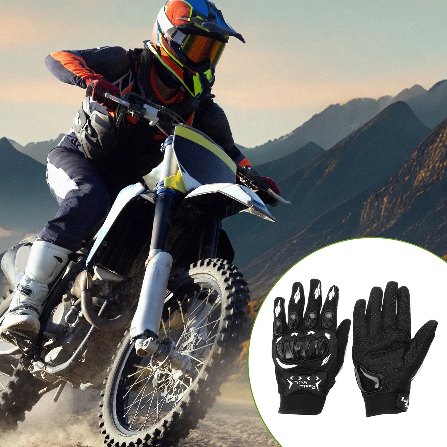 L 1 Pair Motorcycle Gloves Breathable Full Finger Nylon Outdoor Gloves White