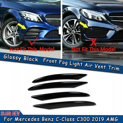 Front Fog Light Mesh Cover Trim for Benz C-Class C300 (2019-2021)