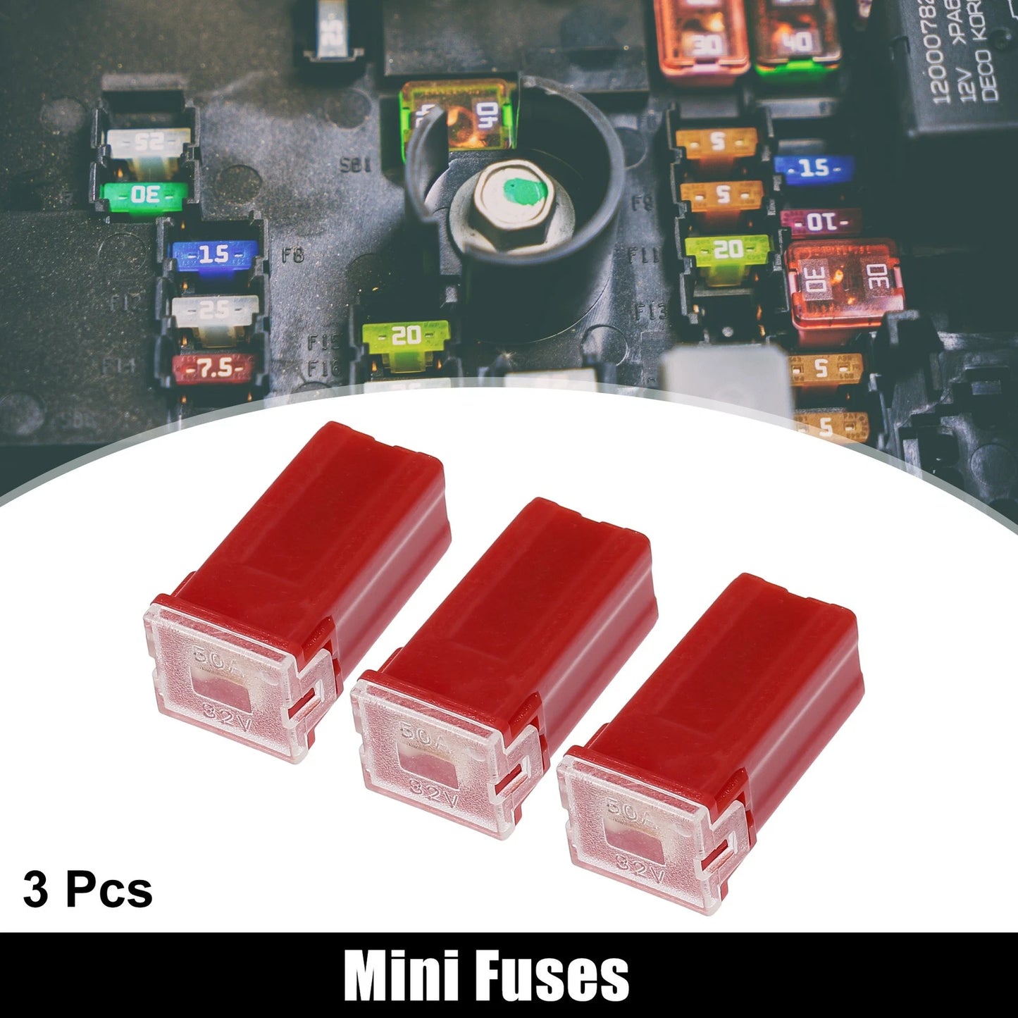 3 x 32V 50A Mini Block Fuse for Trucks & Pickup Cars