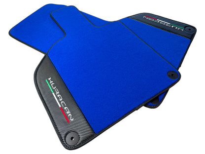 Blue Floor Mats for Lamborghini Huracan (2014-2023) - Carbon Fiber Leather