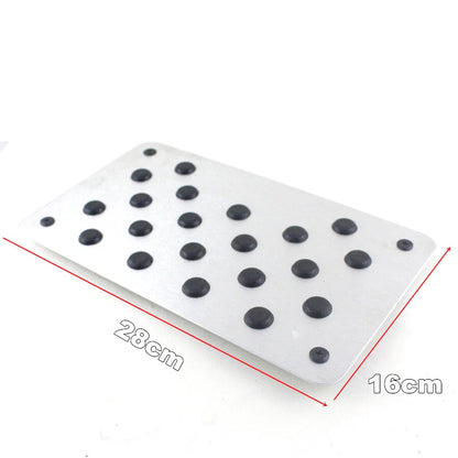 Aluminum Car Floor Carpet Mat Patch Heel Scuff Plate Pedal Pad 28x16cm