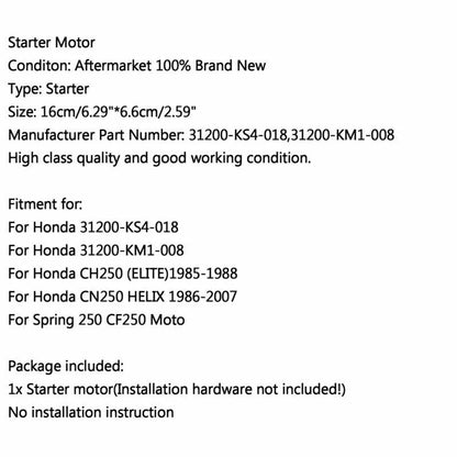 Starter for Honda CH250 Elite, CN250 Helix (1985-2007)
