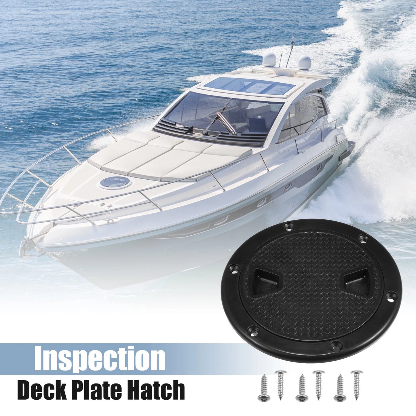 Deck Plate Hatch 4" Boat Inspection Hatch Cover Black for Marine
