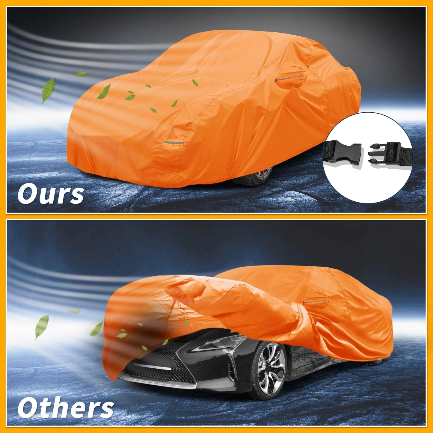 Waterproof All Weather Car Cover for Lexus LC (2018-2023) - Orange 210D-PU