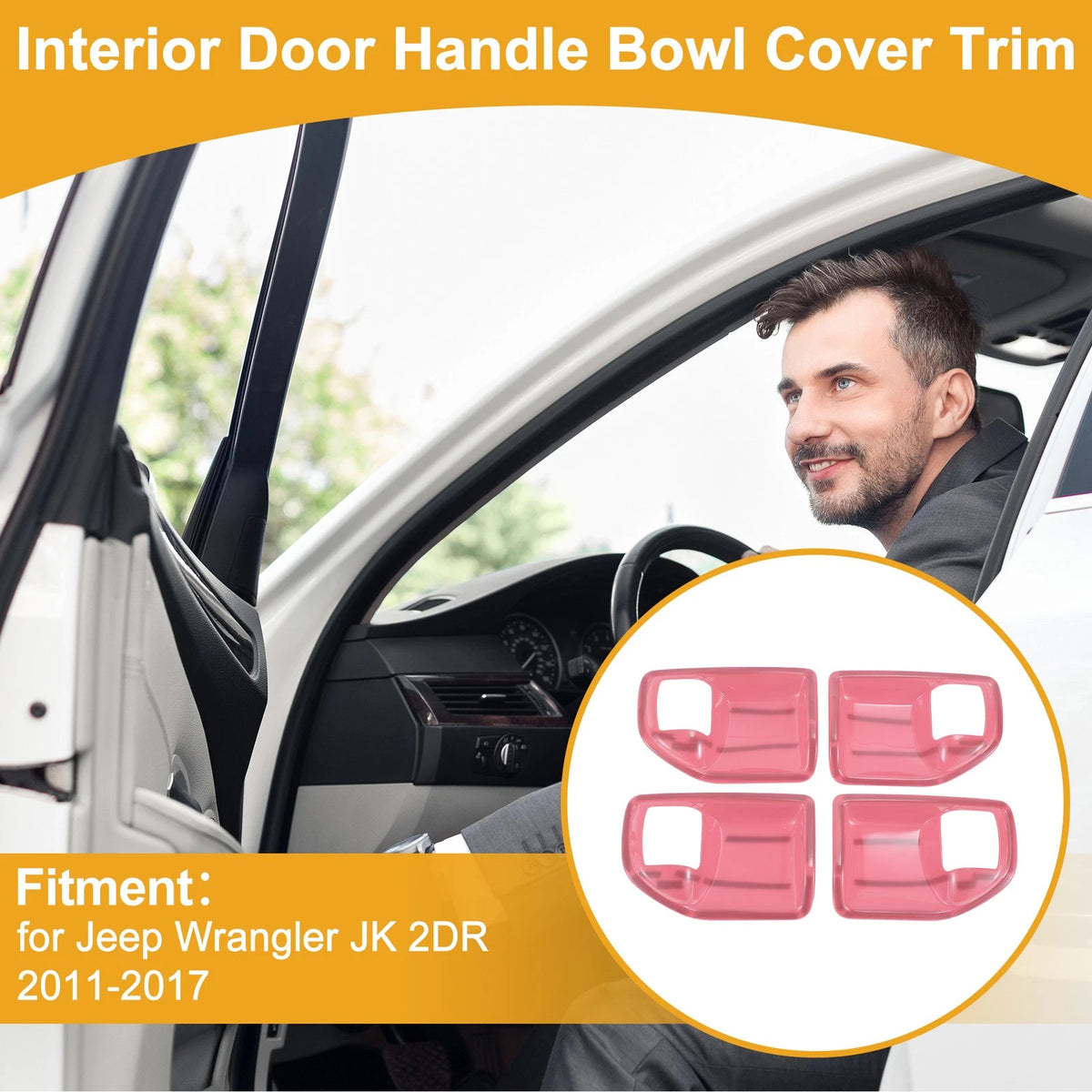Interior Door Handle Bowl Cover Trim for Jeep Wrangler JK 4DR (2011-2017) - 4 Pcs