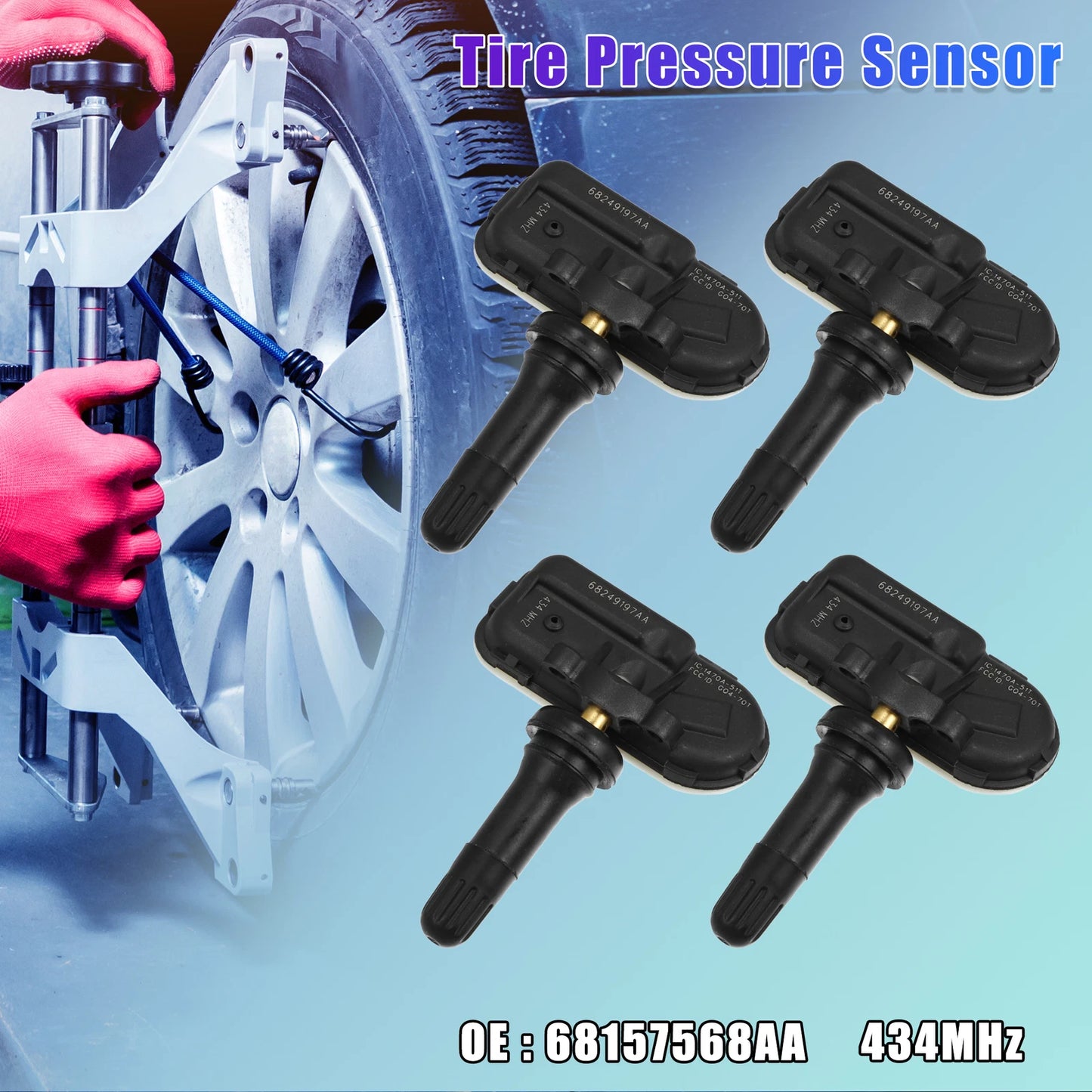 4 x Tire Pressure Monitoring System Sensors 434MHz for Jeep Cherokee (2014-2023)