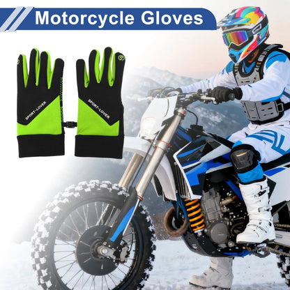 Full Finger Outdoor Fleece Men Cycling Gloves for Mountain Biking Black Green