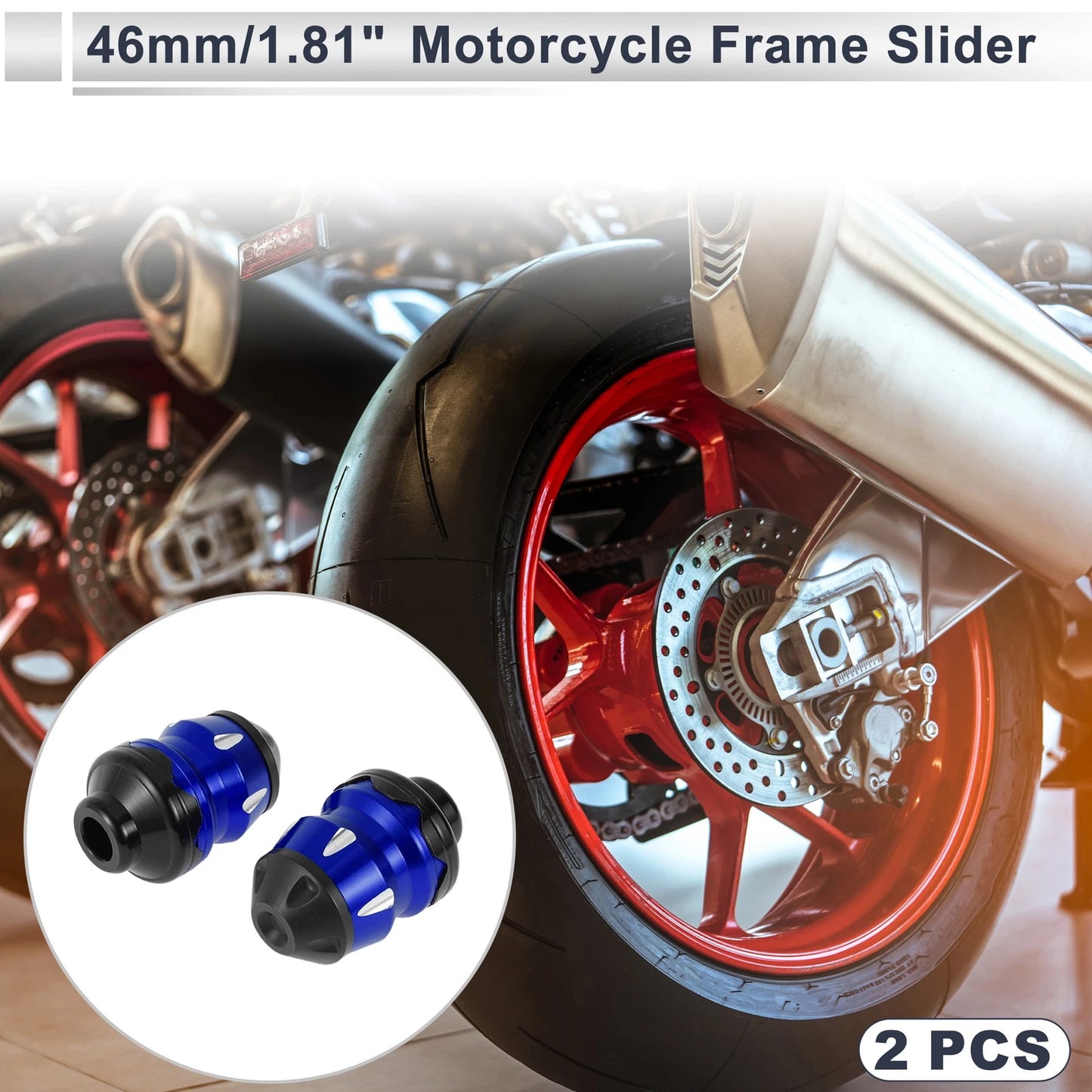 2 x 15mm Aluminum Alloy Plastic Motorcycle Slider Frame Blue for Make Model