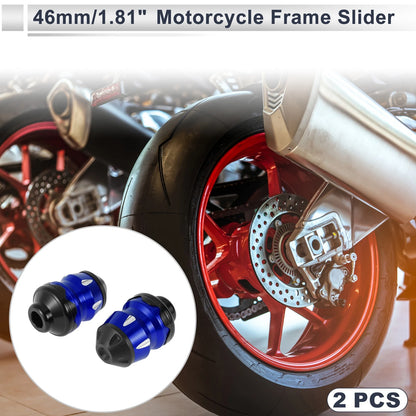 2 x 15mm Aluminum Alloy Plastic Motorcycle Slider Frame Blue for Make Model