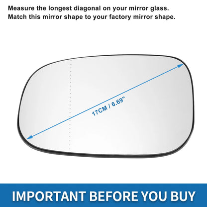 Heated Left Side Mirror Glass for Volvo C30 C70 S40 S60 V50 V70 (2001-2010)