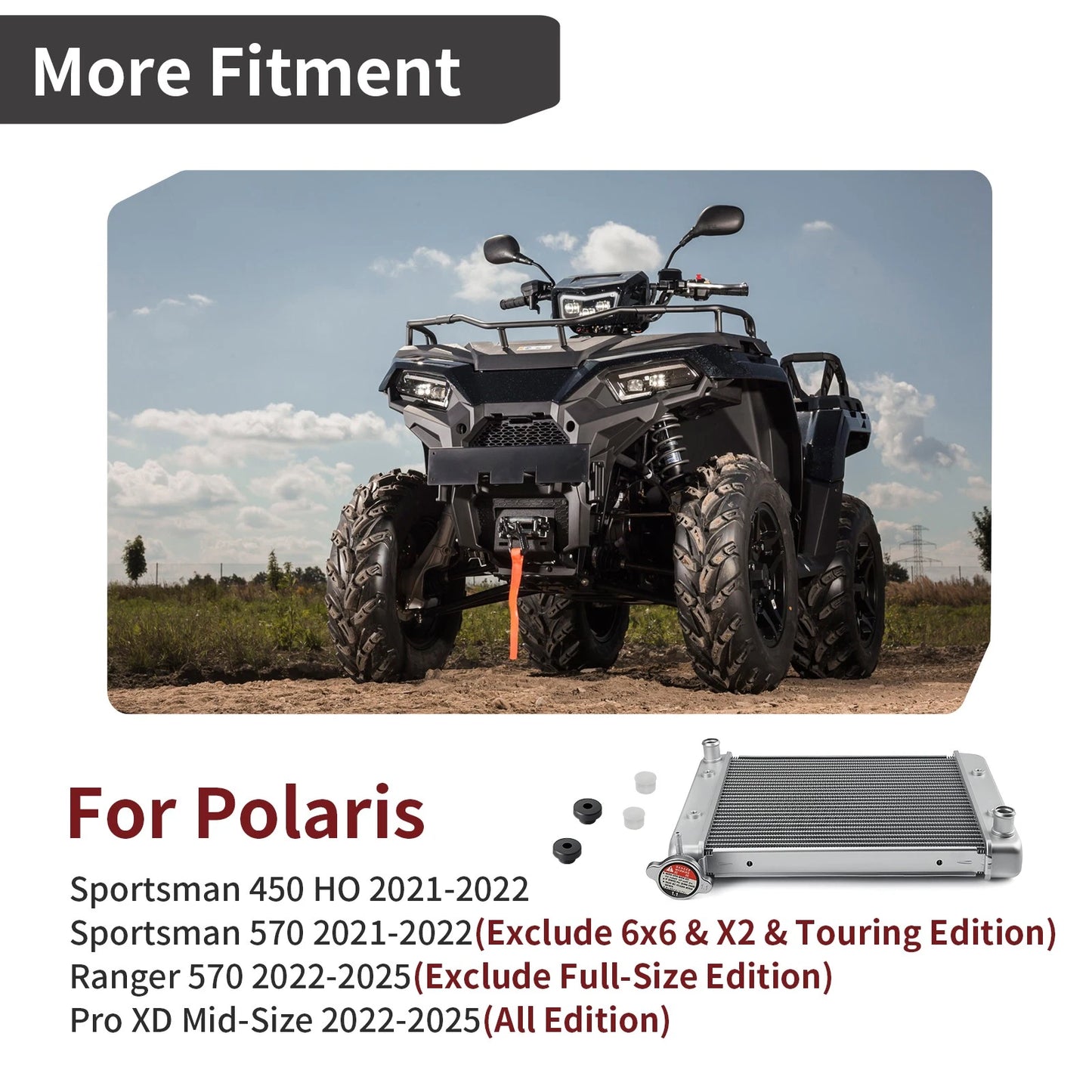 Radiator & Mount Bushing for Polaris Sportsman 450 HO (2021-2022)