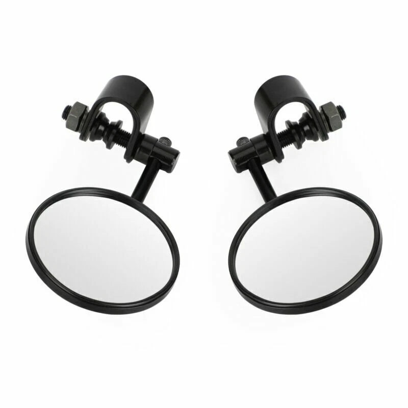 3" Round Motorcycle Mirror with Handlebar Clamp Black for Cafe Racer (2020-2023)