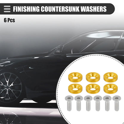 6x Finishing Countersunk Washers Fasteners for Car/Motorcycle Gold Tone