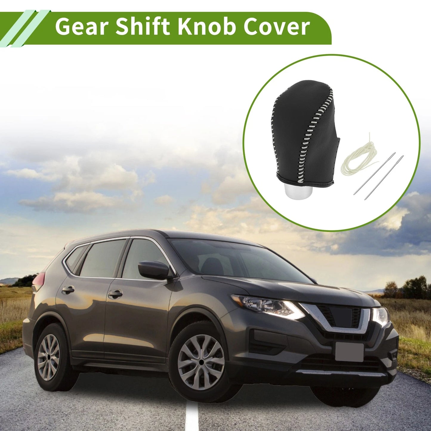 Beige Faux Leather Gear Shift Knob Cover for Nissan Rogue (2017-2020)