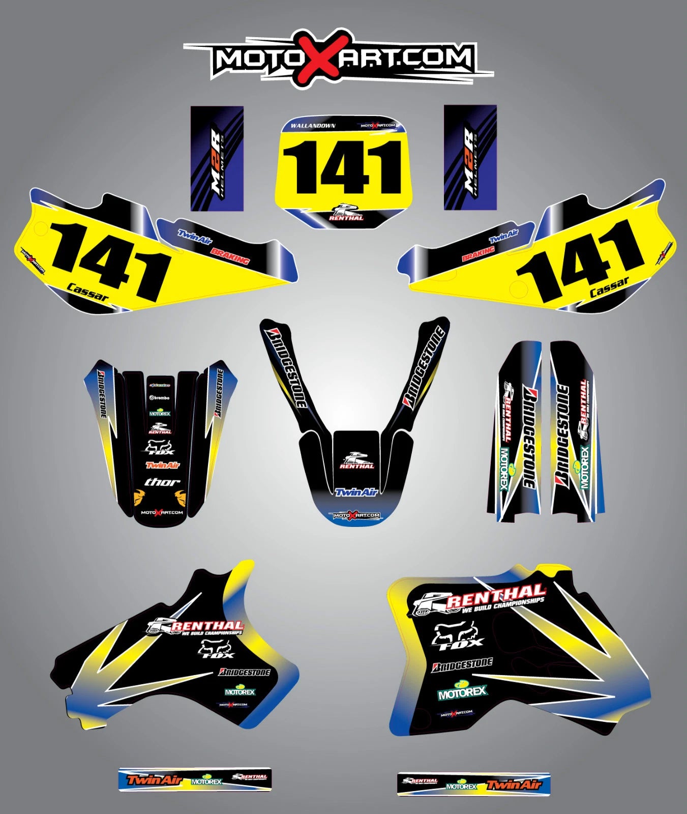 Custom Graphic Kit Decals for YZ 80 (1993-2001) - SUNRISE STYLE