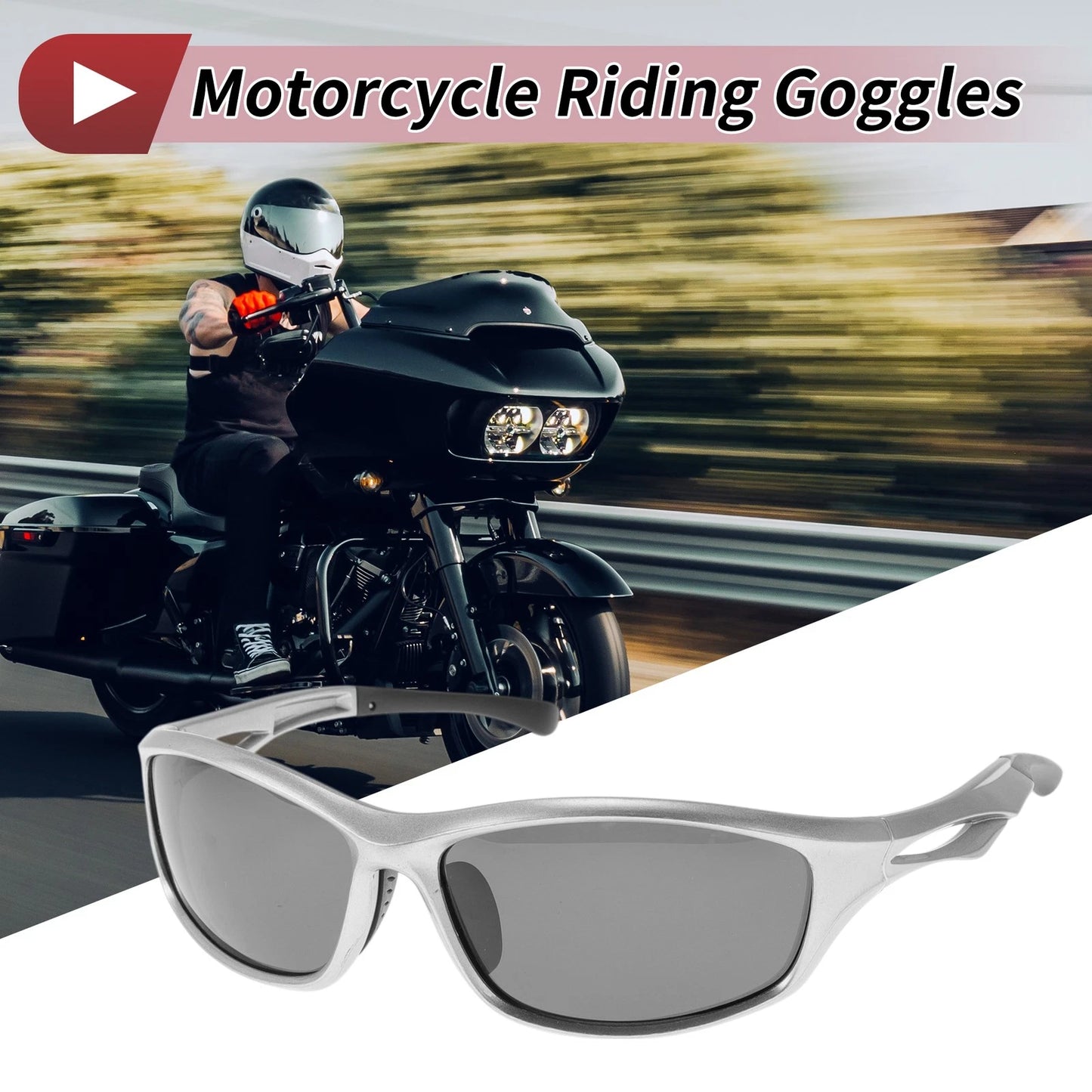 Goggles / 1 x Motorcycle Lens Silver Tone Frame Triacetel for Motorcycle
