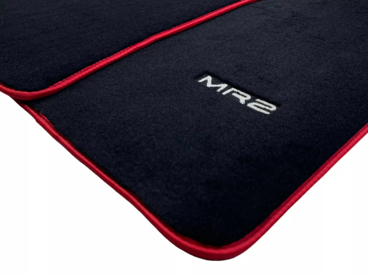 Black Floor Mats for Toyota MR2 2 x Tailored Carpets with Red Trim (2002-2007)