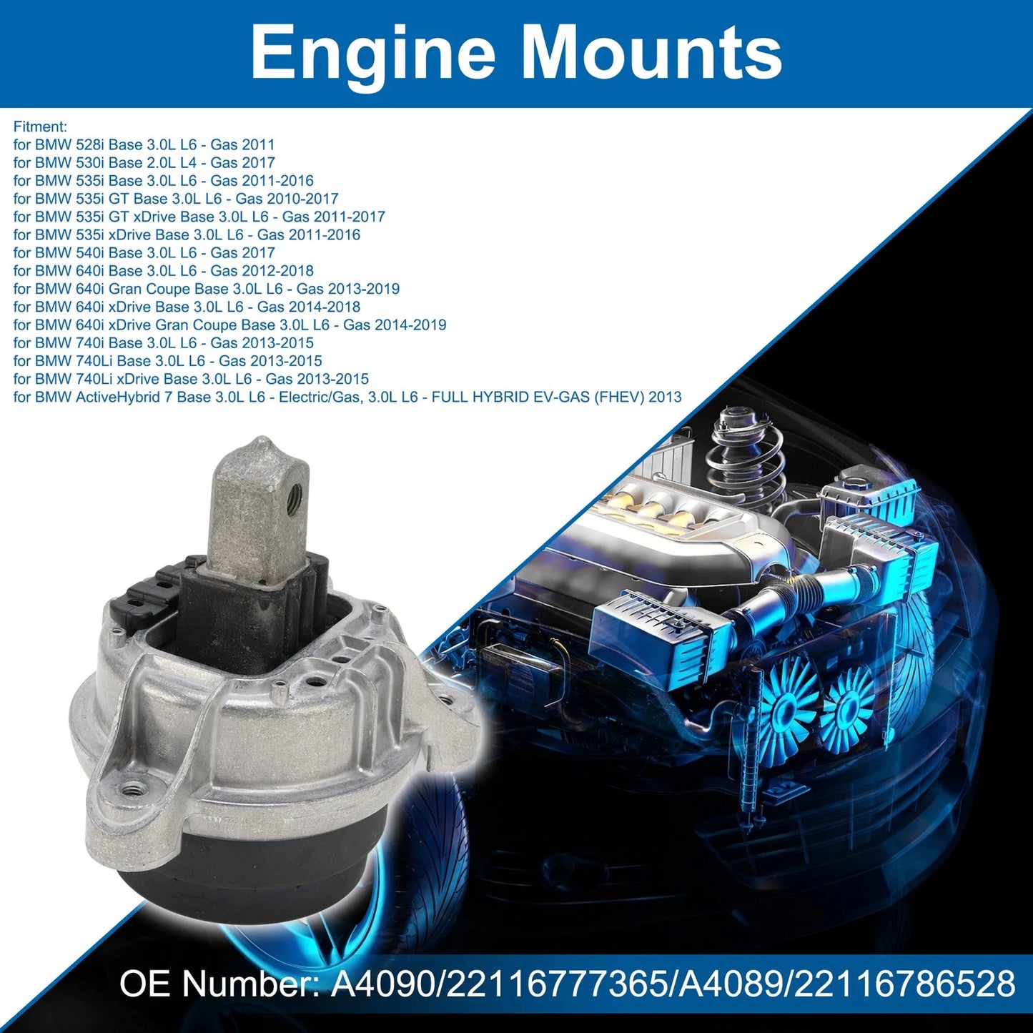 Engine Mount 3.0L for BMW 528i Base (2011)