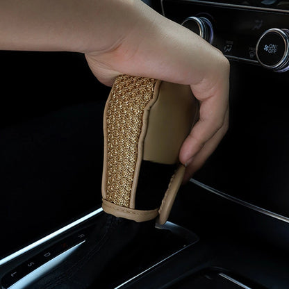 Beige Universal Ice Silk Gear Knob Cover for Various Makes & Models