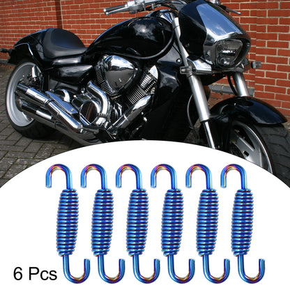 6 x 55mm 2.17" Motorcycle Muffler Exhaust Pipe Spring Stainless Steel Blue