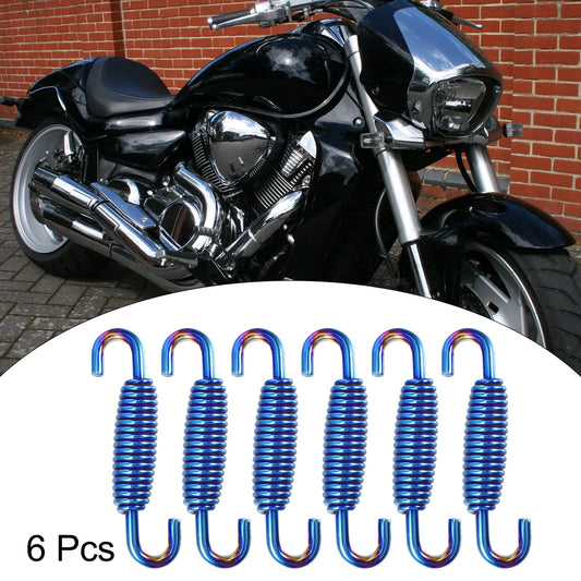 6 x 55mm 2.17" Motorcycle Muffler Exhaust Pipe Spring Stainless Steel Blue