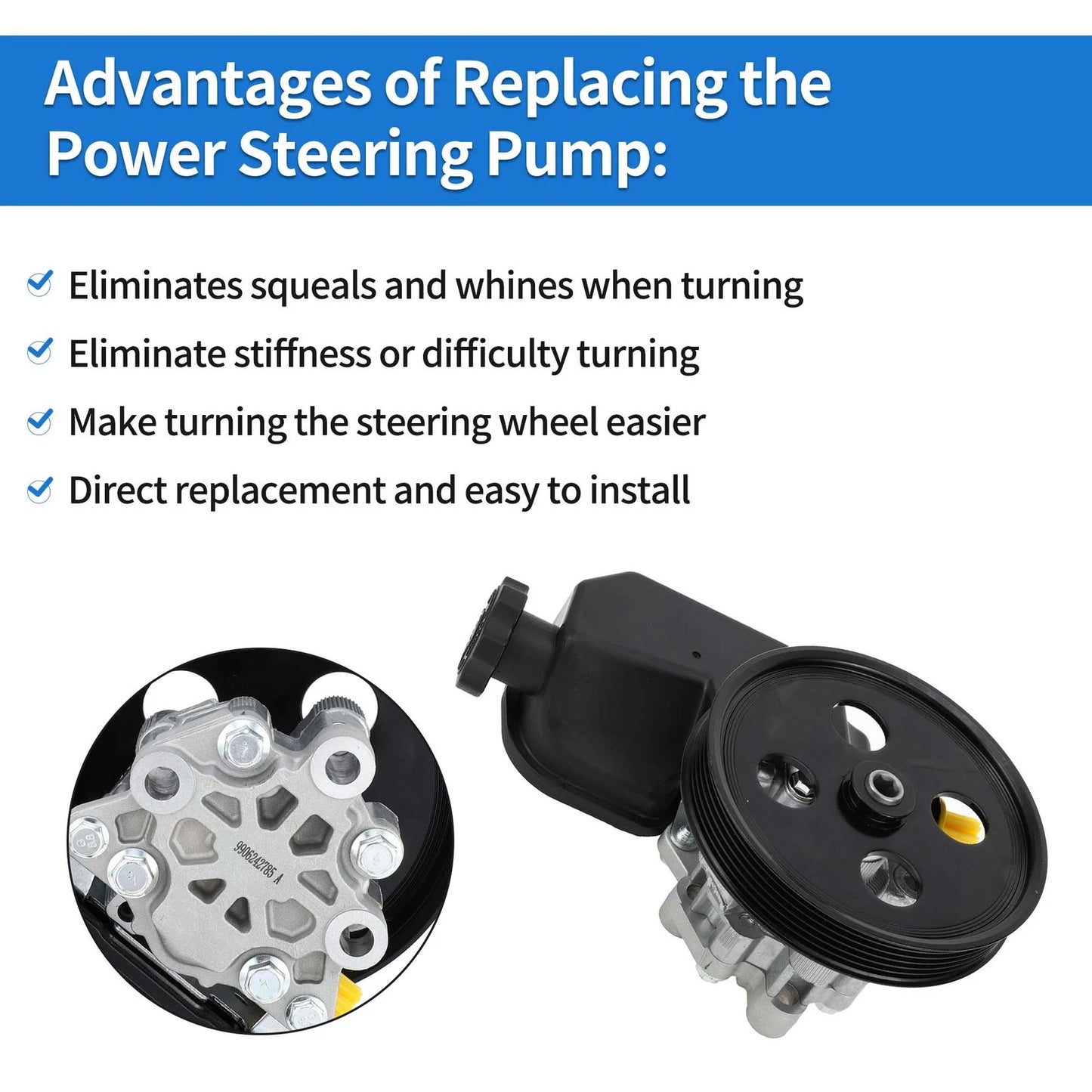 Power Steering Pump w/ Pulley & Reservoir for Jeep Commander (2006-2010)
