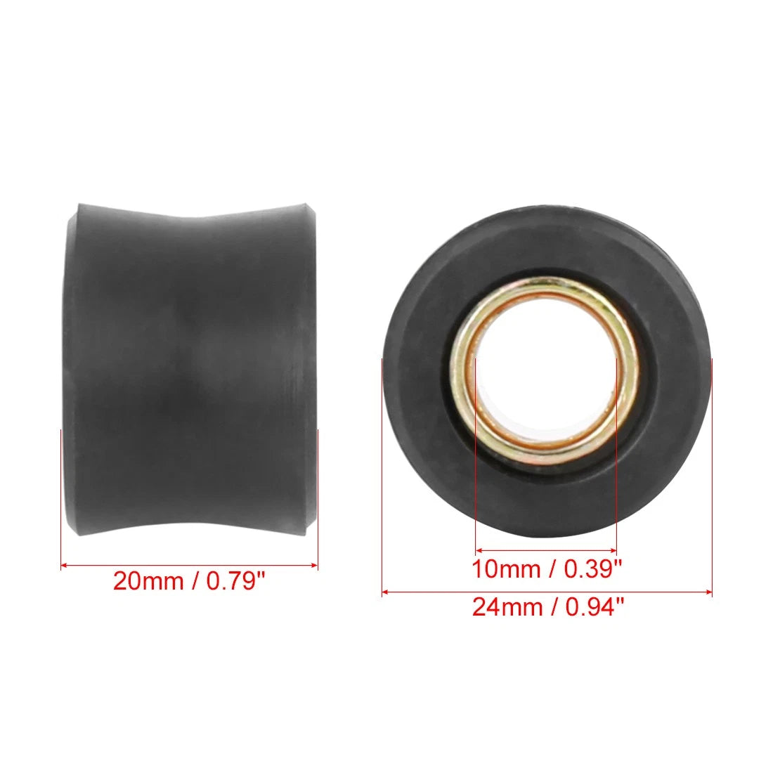 2pcs 10mm Rear Shock Absorber Cushion Rubber Ring Bushing Black for Motorbike