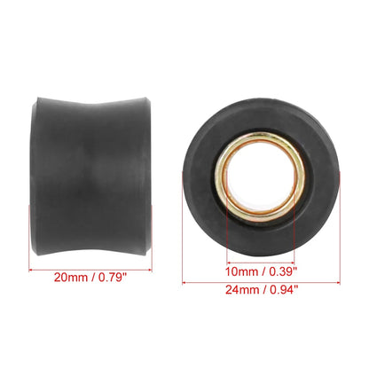 2pcs 10mm Rear Shock Absorber Cushion Rubber Ring Bushing Black for Motorbike