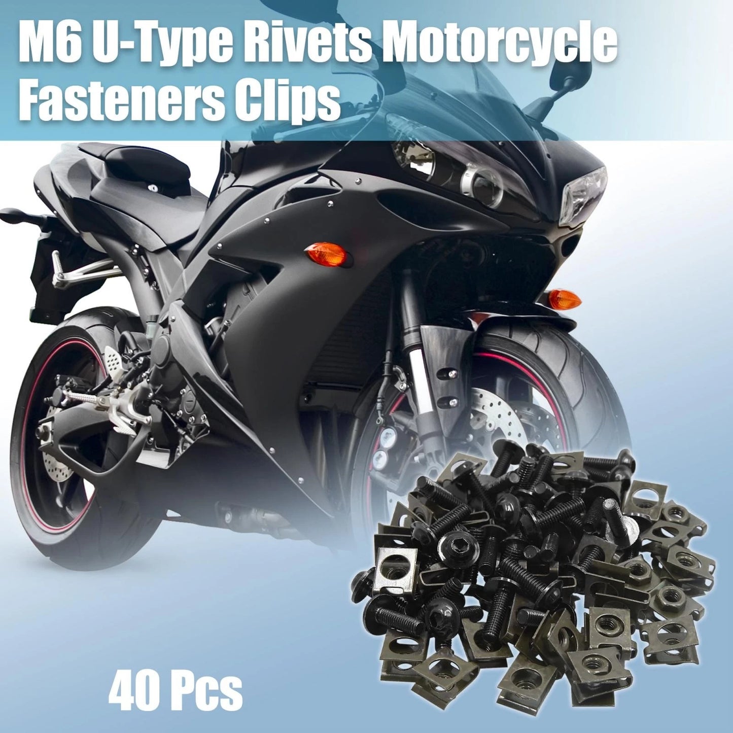 Rivets (40pcs) / M6 / U-Type Rivets for Motorcycle Fasteners