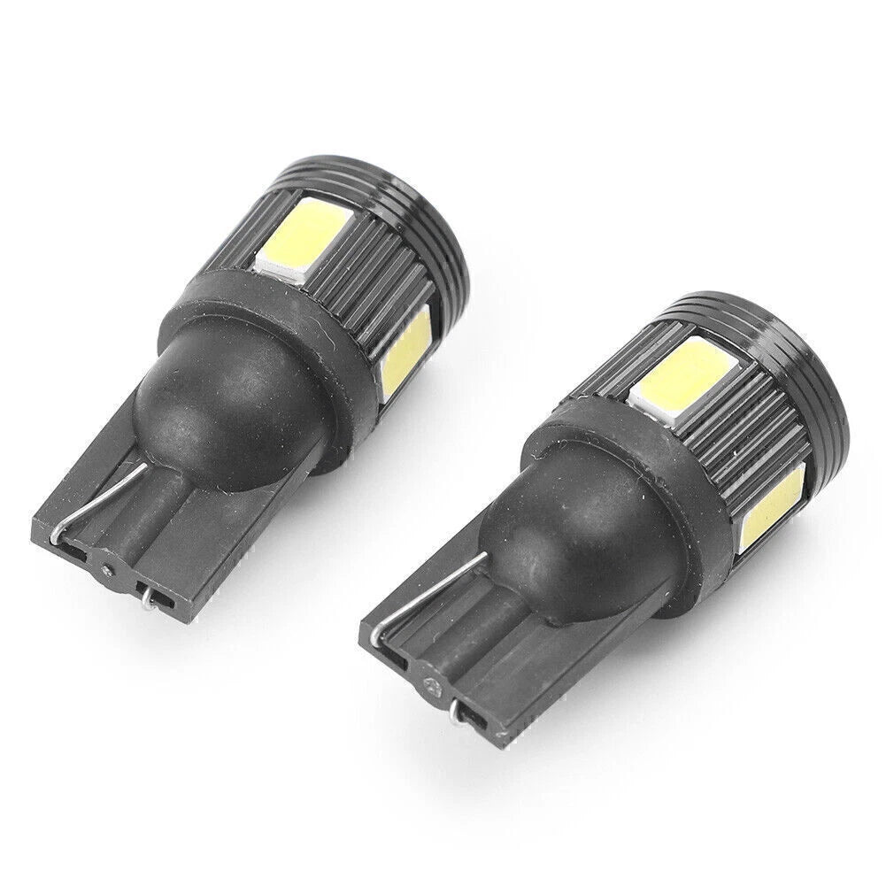 2 x LED Wedge Light Bulb T10 5630 6 SMD for Car - Black Shell (2010-2023)
