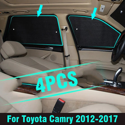 Side Window Privacy Sunshade Black Silver 4 x for Toyota Camry (2012–2017)