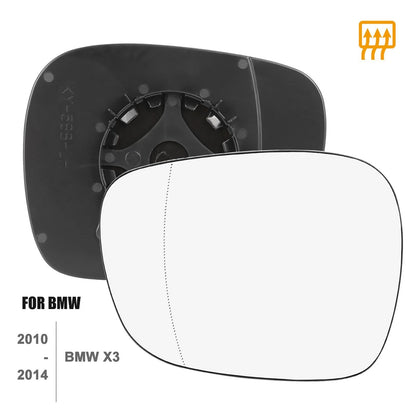 Driver Side Mirror Glass Heated with Backing Plate LH for BMW X3 (2011-2014)