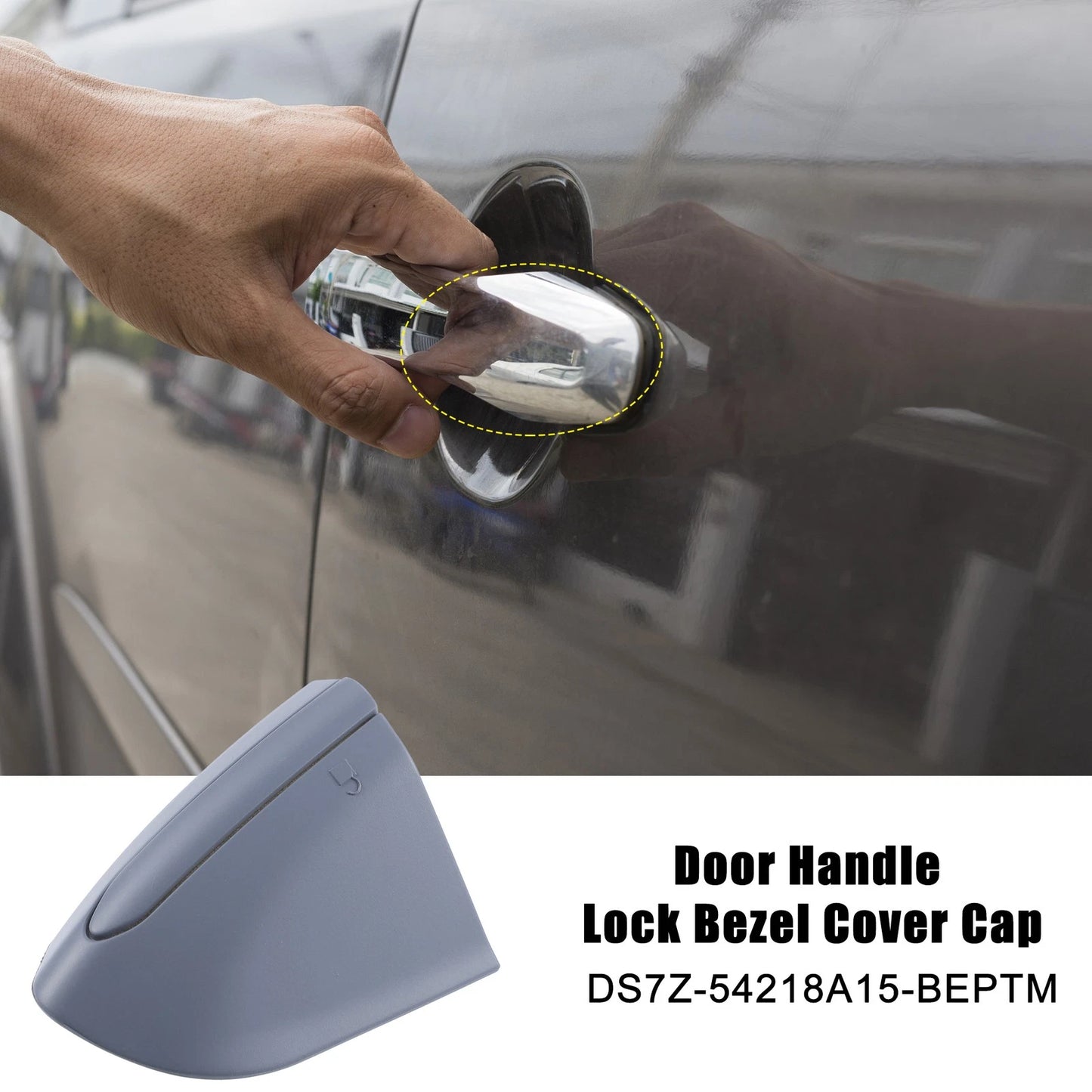 Front Left Exterior Door Handle Lock Cover for Ford Fusion (2013-2020) Gray