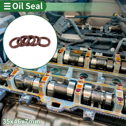 Oil Seal / 35x46x7mm / Rotary Shaft Seal Fluorine Rubber Brown 5 Pcs for Make Model