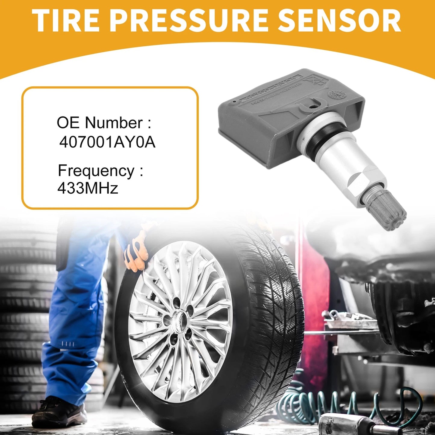 Tire Pressure Sensor 433MHz for Nissan 370Z (2012-2022) 1 x Pc
