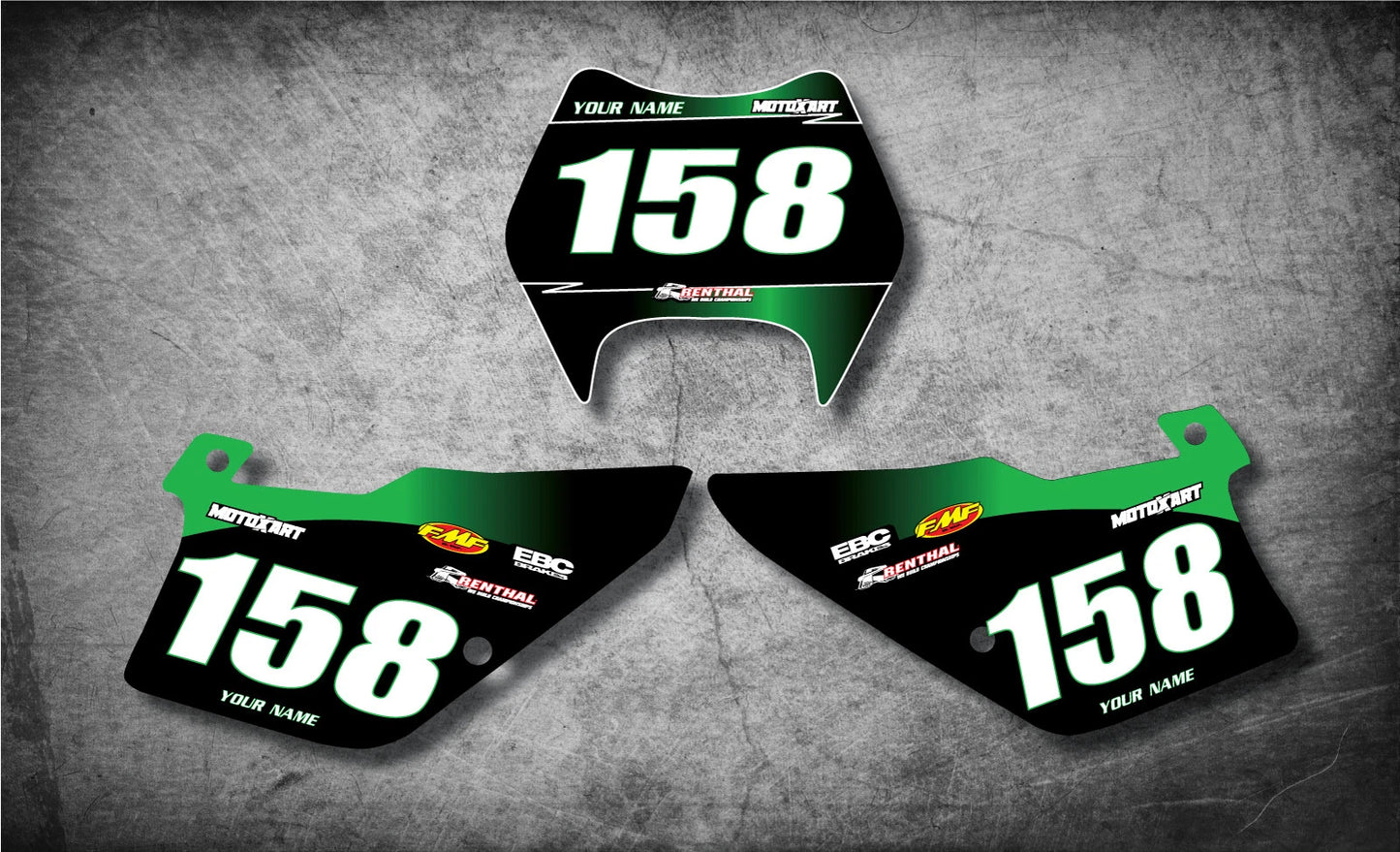 Custom Number Plate Graphics for Kawasaki KDX 200 (1997-2005) - SUNRISE Style